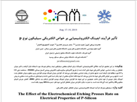 غلامرضا پیرقلی گیوی، یاشار عزیزیان کلاندرق، لئونید آناتولوویچ گالاوان، أثیر فرآیند اچینگ الکتروشیمیایی بر خواص الکتریکی سیلیکون نوعp ، اولین کنفرانس بین‌المللی اپتوالکترونیک، اپتیک کاربردی و میکروالکترونیک